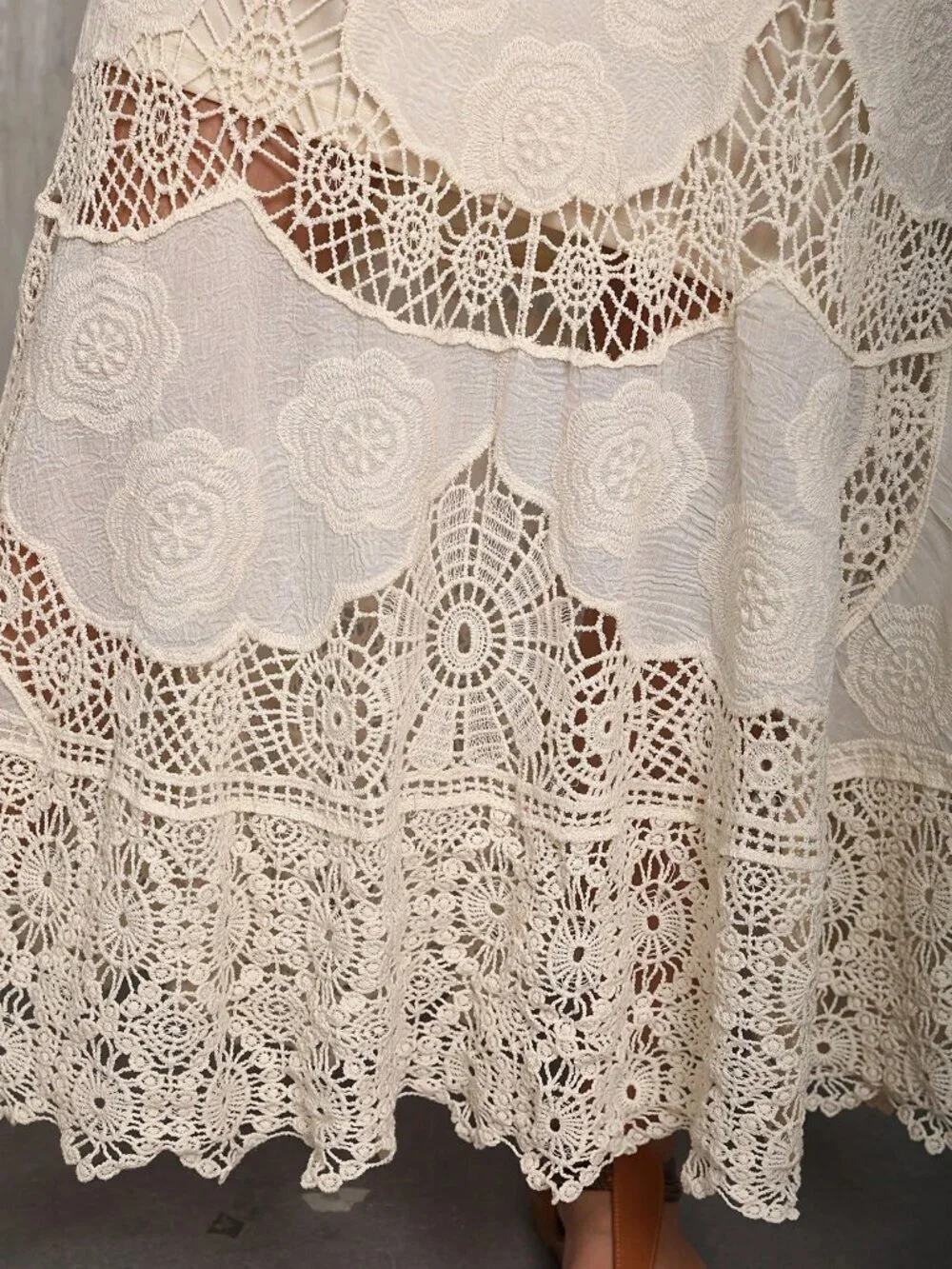 Apricot Boho Women's Lace A-Line Skirt - Picture 5 of 5